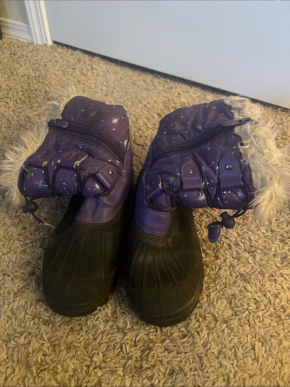 Dream Pairs Purple Star-Print Faux Fur Winter Boot